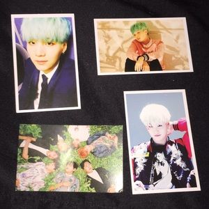 4 K-pop Min Yoongi (Suga) unofficial photocards.